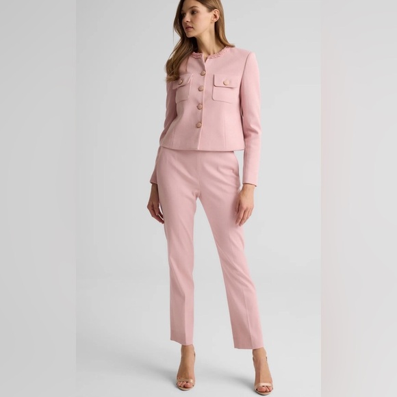 St. John Pants - St. John Wool Crepe Pale Pink Trousers Size Large